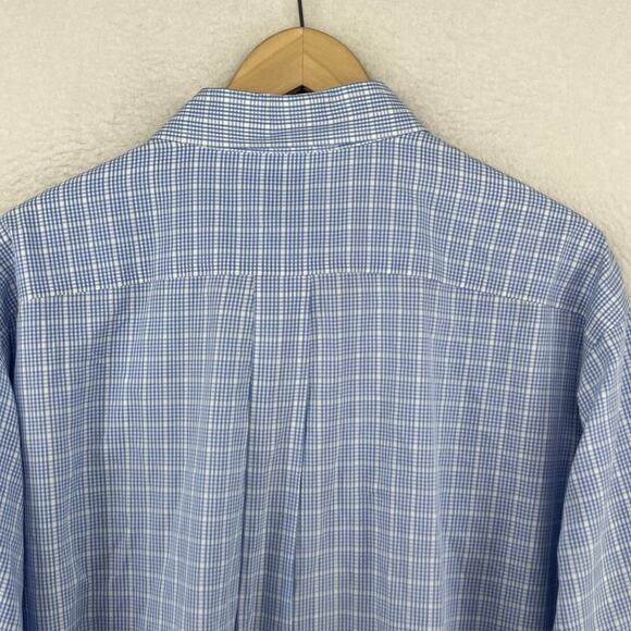 BROOKS BROTHERS Shirt Mens XL Gingham Check Non Iron Original Polo Cotton Blue - Picture 6 of 13